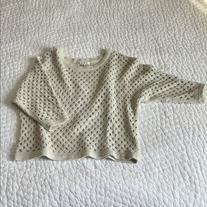 CAbi Cream Open-Knit Top